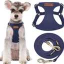 Puppytie Dog Harness with Multifunction Dog Leash,Soft Adjustable No Choke Escape Proof Pet Harness Vest for Medium Dogs or Large Dogs, Navy, Medium