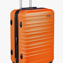 Amazon Basics 26" Hardside Medium Checked Luggage, Hardshell Suitcase With Wheels, Expandable For Up to 15% More Space, With Scratch-Resistant Surface, Four Multi-directional Wheels, Orange