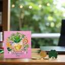 Happy St. Patricks Day Wooden Box Sign, Spring Decor, Country Style Lucky Clover Green Top Hat, Beer Mug, Horseshoe, Gold Coin Pattern Desk Decorate, Home Desk Office Decor 5 x 5 Inches