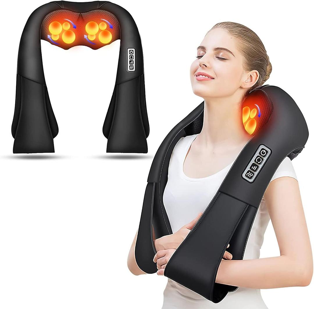 AERLANG Shiatsu Back and Neck Massager, Back Massager Deep Tissue Kneading Neck and Shoulder Massage with Heat, Electric Massage Pillow Fathers Day Gift Ideas from Daughter Son(NOT Cordless) (Black)