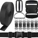 CooBigo 6 Yards Nylon Webbing Strap 6 Pcs Quick Side Release Plastic Buckle 12pcs Tri-glide Slide Clip D Rings (2 Inch set)