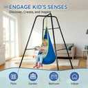Swing Stand Frame with Sensory Pod Swings,Hammock Chair Swing for Kids,Heavy Duty Metal Swings Frame,Cotton Sensory Swing Chair for Kids Indoor and Outdoor 330LBS Blue