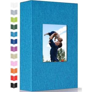 Artfeel Photo Album 4x6 with 300 Pockets, Slip-in Picture Albums, Linen Cover Memory Book with Front Window, White Page Vertical Photo Book for Wedding, Family, Anniversary, Baby, Vacation
