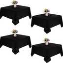 4 Pack Square Table Cloth 85x85 Inch Black Tablecloth Machine Washable Fabric Polyester Table Cover for Dining, Buffet Parties, Picnic, Events, Weddings and RestaurantsBlack