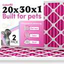 Colorfil 20x30x1 Air Filter (2-Pack) | Made in the USA | Color Changing | Remove Cat and Dog Odor | MERV 8 for Pet Hair Dander and Dust | 19.75"x29.75"x0.75" Exact Size
