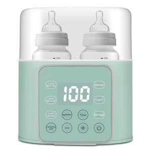 Baby Bottle Warmer 9-in-1 Multifuntion Breast Milk Warmer, Fast Baby Food Heater and Defrost Warmer with Timer for Twins, LCD Display Accurate Temperature Adjustment, 24H Constant Mode-Green