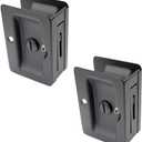 QCAA Premium Quality Solid Brass Rectangular Pocket Sliding Door Pull, Privacy Lock, 3-1/4''X2-1/4'', Matte Black, 2 Pack