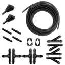 Windshield Washer Hose Kit, 5M Washer Fluid Hose+12 Pcs Hose Connectors+2 Fan Nozzles+2 Rubber Gaskets, Connect Car Water Pump and Nozzles, Suitable for Most Car Windshield Washer Tubing