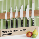 Wooden Knife Magnetic Strip 16" Acacia Wood Natural Beech – Magnetic Knife Holder for Wall no Screws – Kitchen Utensil Holder, Knife Bar, Knife Rack, Kitchen Organizer and Tool Holder
