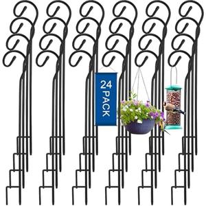 Hicarer 18 Pcs Shepherd Hooks 32 Inch Metal Rust Resistant Steel for Garden Outdoor Hanging Plant Basket Solar Light Lantern Bird Feeder Christmas Halloween Wedding Decor(Black)