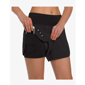 Ksmien Women's 2 in 1 Running Shorts - Lightweight Athletic Workout Gym Yoga Shorts Liner with Phone Pockets M