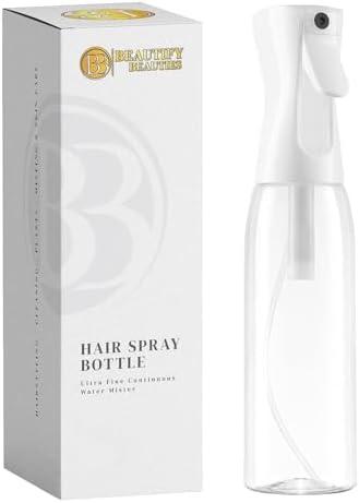 BeautifyBeauties Spray Bottle For Hair – Continuous Mister Spray Bottle for Hairstyling, Cleaning, Plants, Pets, Barbers, Salons, Essential Oil Scents (Clear, 16.9oz/500ml) 11" H x 2.6" L