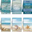 Mixweer 6 Pcs Summer Beach Kitchen Towels Nautical Coastal Hand Towel Fishing Ocean Animal Dish Cloths 16 x 24 Inch Sea Turtle Absorbent Tea Dishcloth for Home Bathroom Kitchen Decor(Blue,Ocean)