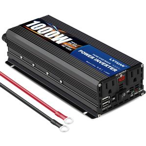 LVYUAN 1000 Watt Pure Sine Wave Inverter 12V to 110V 120V DC to AC with U.S. Outlet, USB Charger Ports, Car Power Inverter for Vehicles, RV, Outdoor, Home