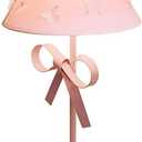 Pink Bow Desk Lamp for Girls Room Nordic Metal Table Lamp for Girl's Bedroom Dcor Cute Coquette Table Light with Fabric Stitch Shade Modern Children Bedside Lamp Kids Reading Lighting (Pink)