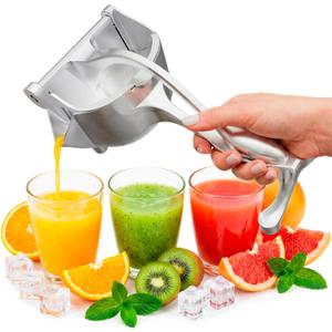 Hand Juicer Squeezer with Ergonomic Heavy Duty Handle  20 oz Bowl Aluminum Lemon Juicer with Pour Spout for Mess-Free Pouring - Manual Citrus Press for Lemon, Orange, Lime, Grapefruit, Pomegranate (Big)