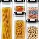 5-Piece Airtight Food Storage Containers Set with Lids, BPA-Free Plastic Kitchen & Pantry Organization Canisters for Cereal, Pasta, Snacks, Flour, Sugar & Dry Foods