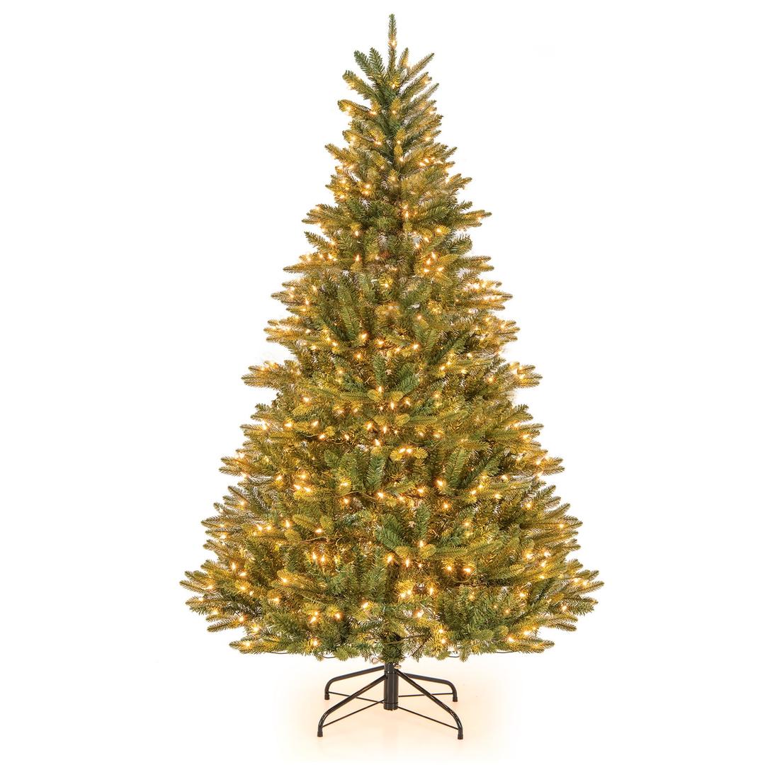 6 FT Pre-Lit Christmas Tree Hinged with 500 Incandescent Lights & 912 Branch Tips