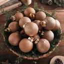 Yunlly 12 Pcs Textured Christmas Ball Ornaments 2.36'' Neutral Christmas Tree Decor Modern Vintage Brown Hanging Decor Shatterproof Home Ornaments for Rustic Large Farmhouse (Retro Brown)