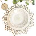 Herda Valentine's Day Placemats Set of 6, Metallic 15" Gold Round Vinyl Place Mats, Gold Plates Chargers Dinner Table Decor, Table Mat Decoration,Holiday Thanksgiving Chargers Plate