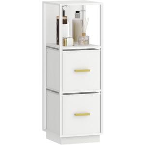 Hzuaneri Bathroom Storage Cabinet, 3-Tier Small Floor Cabinet with Adjustable Fabric Drawers, Multifunctional Corner Unit, Storage Organizer Rack Stand for Bathroom, Living Room, White BC17203W