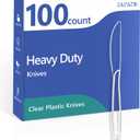 SACATR 100 Count Heavy Duty Plastic Knives Disposable, BPA-Free Clear Plastic KnivesSuitable for Party, Events and Everyday Use