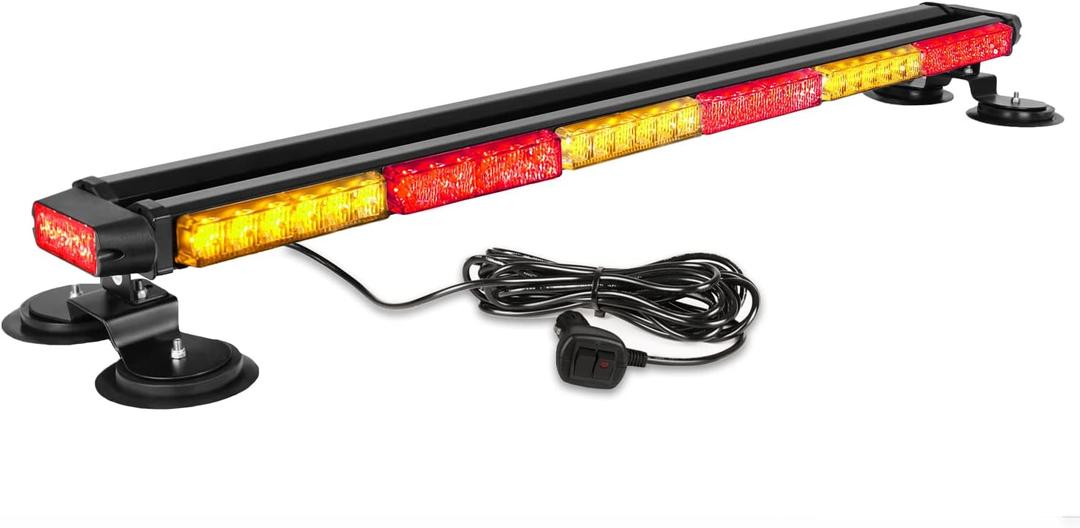 ASPL 38.5" 78 LED Strobe Light Bar Double Side Flashing High Intensity Emergency Warning Flash Strobe Light with Magnetic Base for Safety Construction Vehicles Tow Trucks Pickup (Amber/Red)