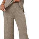NORACORA 2 Piece Lounge Sets for Women Sweater Knit Cap Sleeve Tops Wide Leg Pants Set Casual Loungewear Matching Outfits, Light Purple, XXL