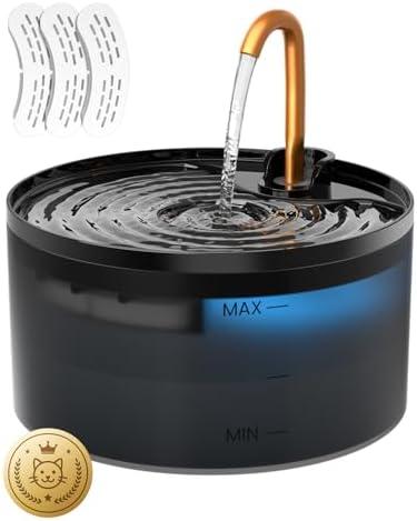 Cat Water Fountain, 71oz/2.1L Cat Fountain for Drinking with Copper Faucet, MISFANS-Designed Pump & Filter, Plastic Automatic Pet Water Fountain Bowl & Dispenser with 3-Pack Replaceable Filters