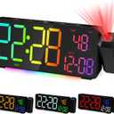 Projection Alarm Clocks, RGB Desk Clock with 180 Rotatable Projector 15 Color Display, Date Temperature and Weekday, DST, Snooze, Ambient Lighting for Living Room,Bedroom Bedside Office Decor
