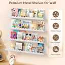 Floating Shelves for Wall, 23 Inch Metal Nursery Book Shelves 4 Pack, Wall Mounted Book Shelf for Kids Room, Bedroom, Bathroom, Playroom Decor White