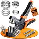 Preciva Grommet Tool Kit of 3/8" and 1/4", Interchangeable Double Head Handheld Grommet kit with 280pcs Eyelets and Grommets for Tarp Leather Fabric