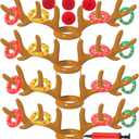 Christmas Games Decorations, Inflatable Reindeer Antler Ring Toss Game, Stocking Stuffers for Men Women Kids Teens Adults, Christmas Party Games Fun Xmas Gifts Carnival Holiday Family (Brown-4 Pack)