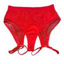 Women's Underwear  Mid Waist Fishnet Garter Short Burgundy Small