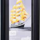 Yaetm 11x14 Double Floating Mat Picture Frame Set of 2, Display Picture 8x10 with Black Double Mat, Polished High Definition Real Glass, Wall Mounting Photo Frames, Black