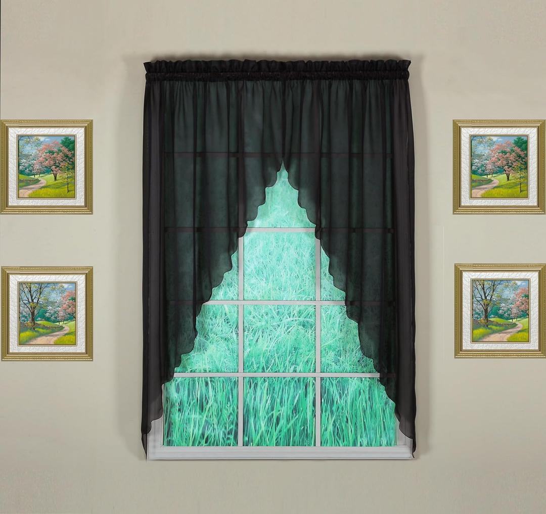 Today's Curtain Emelia Original Voile Swagger Pair 63", Black, 90" W x 63" L