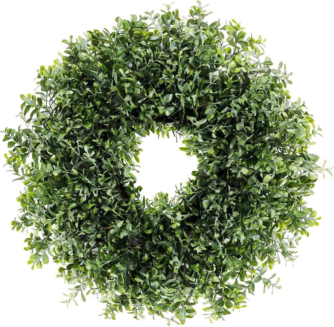 26'' Large Boxwood Wreath for Front Door, Window - Artificial Boxwood Leaves Greenery Outdoor Wreath for Wedding Farmhouse Porch Wall Room Home Decor
