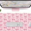 Pink Bows Mouse Pad for Computer Laptop PC, Non-Slip Rubber Base Gaming Mousepad, XL Large 31.5 x 15.7in Full Desk Mat Pink Keyboard Mat Cute Computer Mouse Pad Home Office Decor Accessories