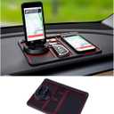 Non-Slip Phone Pad for 4-in-1 Car, 2023 New Cool Glow in The Dark Car Dashboard Phone Mat with Temporary Car Parking Card Number Plate and Aromatherapy, Anti-Shake Pad Universal Phone Holder (Red)
