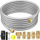 Upgraded 18 Feet High Pressure Braided Propane Hose Extension with Conversion Coupling 3/8" Flare to 1/2" Female NPT, 1/4" Male NPT, 3/8" Male Flare for BBQ Grill, Fire Pit, Heater