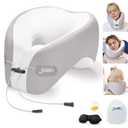 Jiaao Neck Pillow Airplane, 2025 Upgraded Memory Foam Travel Pillow for International Flights, Adjustable Clasp, Storage Bag, Advanced Neck Support for Road Trips, Home, Office, and Gaming