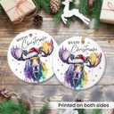 9 x Colorful Moose Christmas Ornaments 2025 - Animal Lovers Gifts for Women and Men, Unique Moose Gifts, Christmas Tree Deer Decor