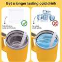 Stanley Ice Mold, Ice Cube Tray for Stanley Cup with Lid and Bin for 20 30 40 oz Tumbler Cup, Cylinder Ice Maker for Drinks, Coffee and Cocktails, Whiskey, Easy to Release (Yellow)