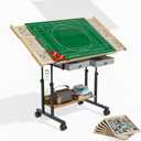 CODACE Puzzle Table with Drawers - 1500 Pieces Jigsaw Puzzles Table for Adults, Tilting Puzzle Board with 6 Sorting Trays and Cover, Tables with Adjustable Height Leg and Wheel, Puzzle Lover's Present