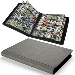Arkeiliy Premium Ringless Trading Card Binder - 1024 Capacity, 16 Side-Loading Pockets per Page, Archival Quality Protection & Anti-Slip Spine for TCG, MTG, Sports Cards (Gray), 8x10 inches