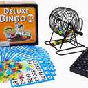 Regal Bingo Deluxe Game Set for Adults and Kids - Includes 8 Inch Wheel Cage, 75 Balls, Master Board, 50 Cards and Colorful Chips - Fun Family Game Night