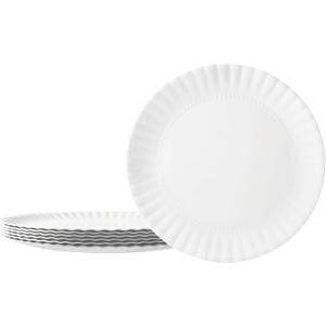 TP 10.5" Reusable Melamine Paper Plates, Round Plates for Party Picnic Outdoors, Set of 6, White