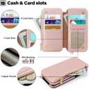 Antsturdy 2 in 1 Detachable for iPhone 15 Wallet case with Magsafe,RFID Blocking Magnetic Wireless Charging PU Leather Phone case Flip Folio Cover Card Holder Wrist Strap Women,Rose Gold