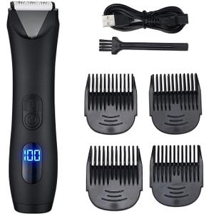 QQLADY New Electric Intimate Trimmer, Digital Haircut, Shaving Razor, Men's and Women's Body Hair, pubic Hair, Leg Hair Clippers Black (LCD Digital Display Model)