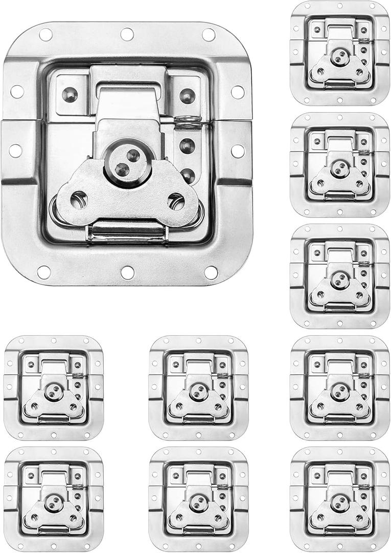 QWORK Road Case with Recessed Latch, Heavy Duty Recessed Butterfly Twist Catch, 10 Pack for Pro Audio Gear